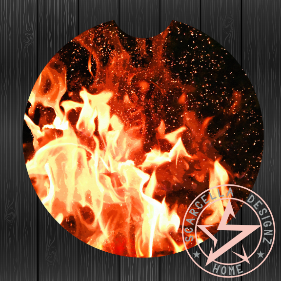 Round Car Coaster (Fire Designs)