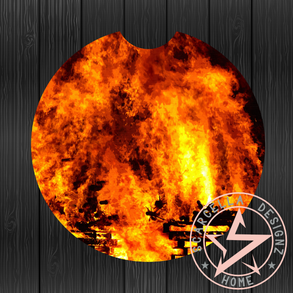 Round Car Coaster (Fire Designs)
