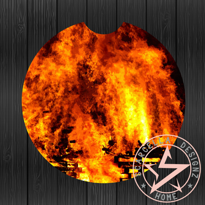 Round Car Coaster (Fire Designs)