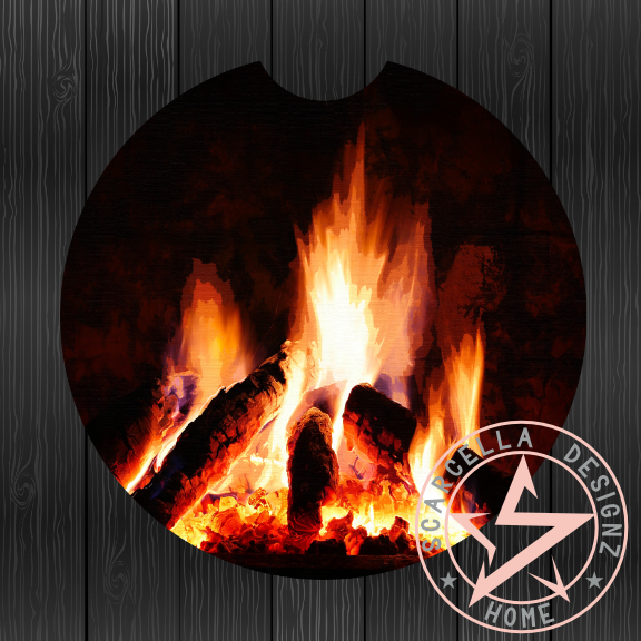 Round Car Coaster (Fire Designs)