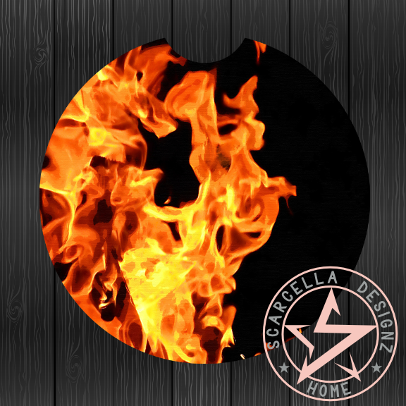 Round Car Coaster (Fire Designs)