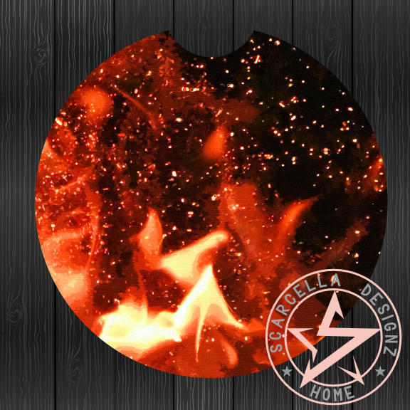 Round Car Coaster (Fire Designs)