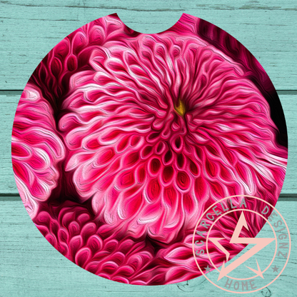 Round Car Coaster (Flower Designs)