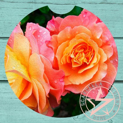 Round Car Coaster (Flower Designs)