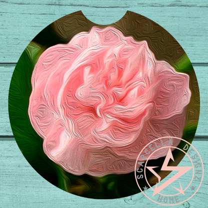 Round Car Coaster (Flower Designs)