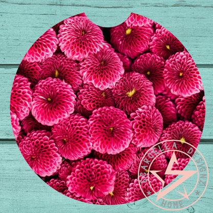 Round Car Coaster (Flower Designs)