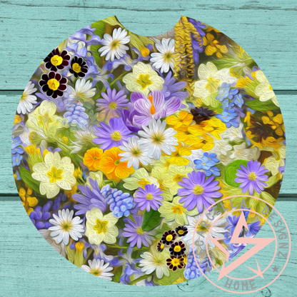 Round Car Coaster (Flower Designs)