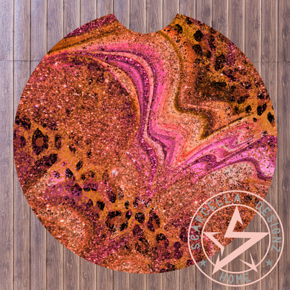 Round Car Coaster (Marble Leopard Designs)