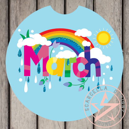 Round Car Coaster (Months of the Year Designs)