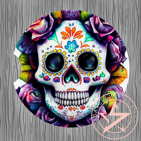 Round Car Coaster (Sugar Skull Designs)