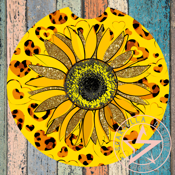 Round Car Coaster (Sunflower Designs)