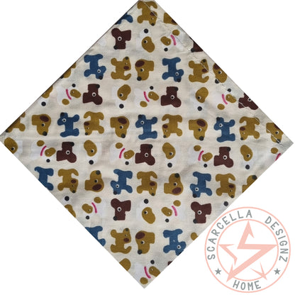 One Sided Printed Tie Up Cotton Pet Bandana
