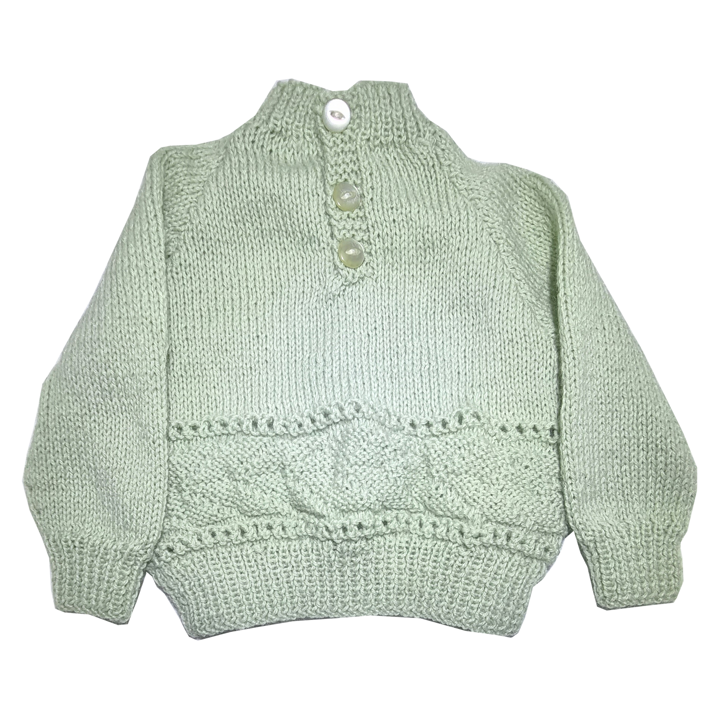 Hand Knitted Jumper Green Jumper (Approx 0-3 months)
