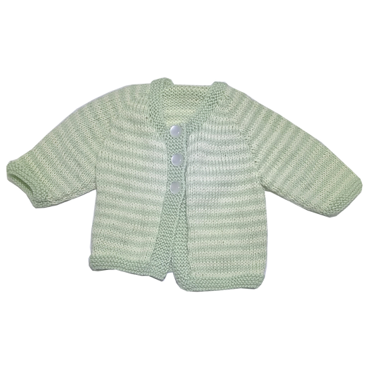 Hand Knitted Green/Yellow Cardigan (Approx 0-3 months)