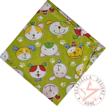 One Sided Printed Tie Up Cotton Pet Bandana