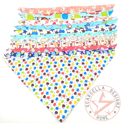 One Sided Printed Tie Up Cotton Pet Bandana
