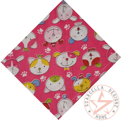 One Sided Printed Tie Up Cotton Pet Bandana