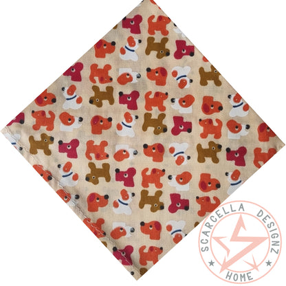 One Sided Printed Tie Up Cotton Pet Bandana