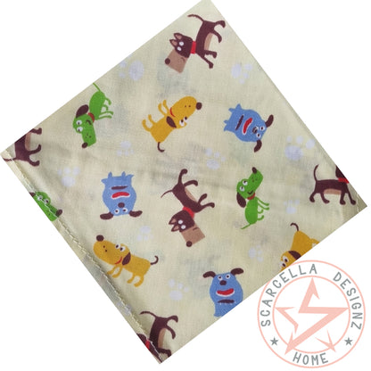One Sided Printed Tie Up Cotton Pet Bandana